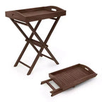 Table d'appoint en bois de teck massif 1/2 pièce, hauteur 28 po, pliable, avec plateau amovible