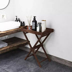 Table d'appoint en bois de teck massif 1/2 pièce, hauteur 28 po, pliable, avec plateau amovible