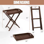 Table d'appoint en bois de teck massif 1/2 pièce, hauteur 28 po, pliable, avec plateau amovible