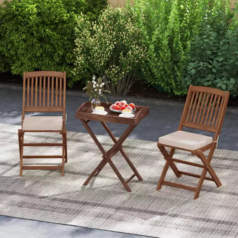 Table d'appoint en bois de teck massif 1/2 pièce, hauteur 28 po, pliable, avec plateau amovible
