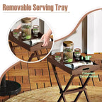 Table d'appoint en bois de teck massif 1/2 pièce, hauteur 28 po, pliable, avec plateau amovible