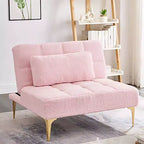 Canapé convertible en futon Tissu Teddy moderne Canapé-lit avec dossier réglable Pieds en métal pour petits espaces Salon