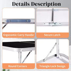 Table pliante rectangulaire de patio noire de 3 pi en aluminium