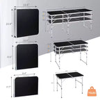 Table pliante rectangulaire de patio noire de 3 pi en aluminium