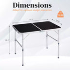 Table pliante rectangulaire de patio noire de 3 pi en aluminium