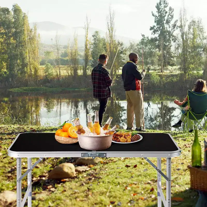 Table pliante rectangulaire de patio noire de 3 pi en aluminium