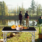 Table pliante rectangulaire de patio noire de 3 pi en aluminium