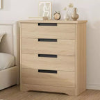 Wooden 4-Drawer Dresser for Bedroom, Modern Chest of Drawers with Recessed Handles, Storage Organizer for Living Room, Nursery, Hallway, or Entryway