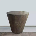 Royal Hampton 24 Inch Side End Table with Round Drum Shape, Handcrafted Mango Wood Construction