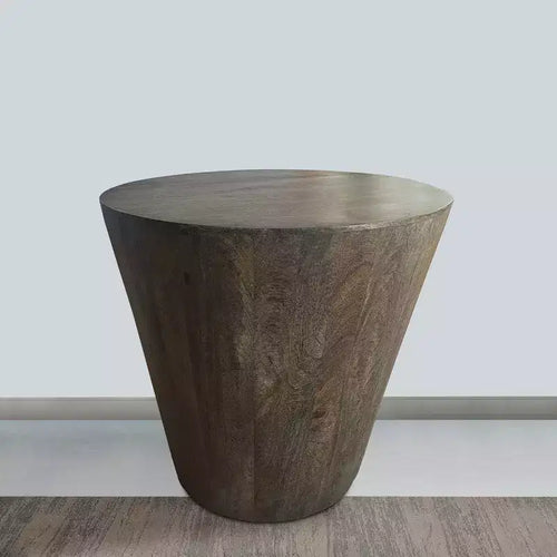 Royal Hampton 24 Inch Side End Table with Round Drum Shape, Handcrafted Mango Wood Construction