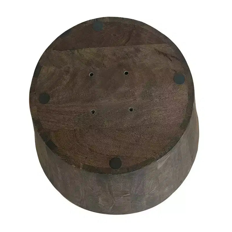 Table d'appoint de 24 pouces avec forme de tambour rond, fabriquée à la main en bois de manguier