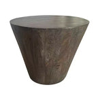 Table d'appoint de 24 pouces avec forme de tambour rond, fabriquée à la main en bois de manguier