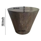 Table d'appoint de 24 pouces avec forme de tambour rond, fabriquée à la main en bois de manguier