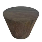Table d'appoint de 24 pouces avec forme de tambour rond, fabriquée à la main en bois de manguier