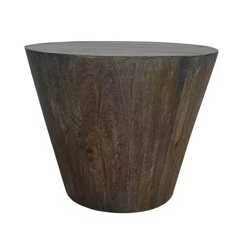 Table d'appoint de 24 pouces avec forme de tambour rond, fabriquée à la main en bois de manguier
