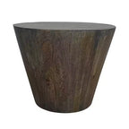 Table d'appoint de 24 pouces avec forme de tambour rond, fabriquée à la main en bois de manguier