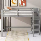 Lit superposé pleine grandeur avec armoire de rangement intégrée Lit mezzanine avec escalier et garde-corps de sécurité en bois massif pour enfants et adolescents, montage facile