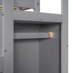 Lit superposé pleine grandeur avec armoire de rangement intégrée Lit mezzanine avec escalier et garde-corps de sécurité en bois massif pour enfants et adolescents, montage facile