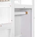 Lit superposé pleine grandeur avec armoire de rangement intégrée Lit mezzanine avec escalier et garde-corps de sécurité en bois massif pour enfants et adolescents, montage facile