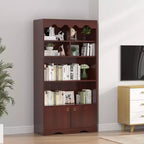 Bookshelf 5 Tier Open, Bookcase Modern with Doors, Wood Bookcase Storage Organizer Shelf, 63 inch Storage Shelves for Bedroom Living Room Office