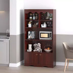 Étagère à 5 niveaux ouverte, Bibliothèque moderne avec portes, Étagère de rangement en bois, Étagères de rangement de 160 cm pour chambre à coucher, salon, bureau