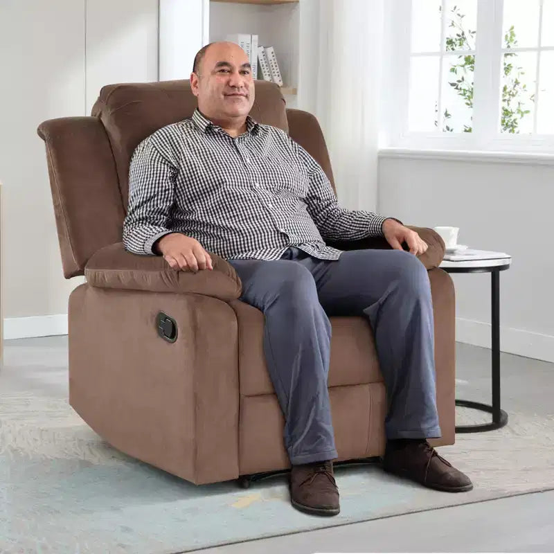Fauteuil inclinable surdimensionné pour adultes, fauteuil manuel réglable, canapé-lit inclinable pour salon, fauteuil rembourré, marron