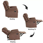Fauteuil inclinable surdimensionné pour adultes, fauteuil manuel réglable, canapé-lit inclinable pour salon, fauteuil rembourré, marron