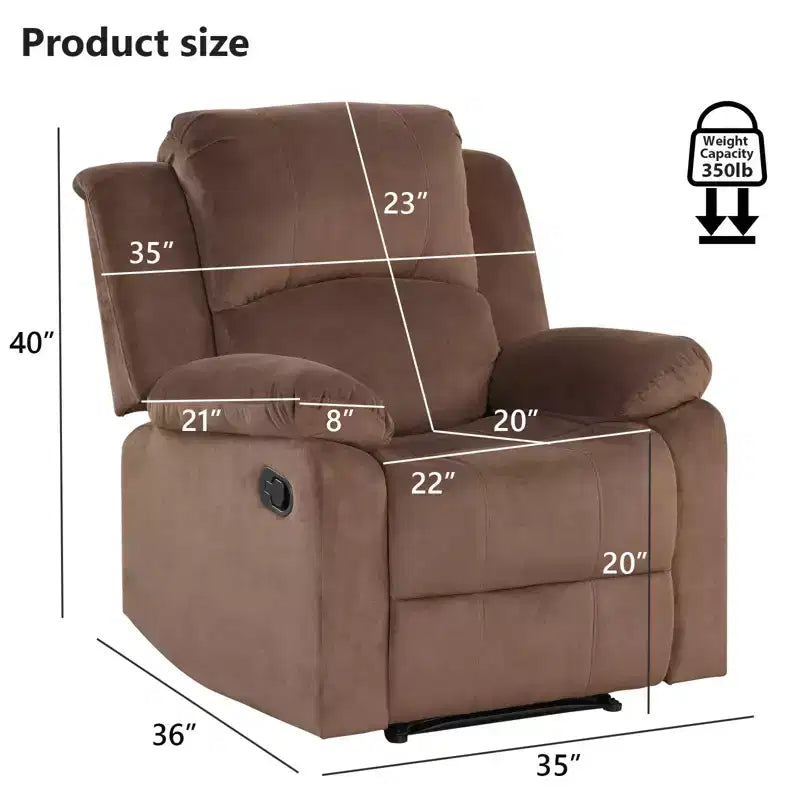 Fauteuil inclinable surdimensionné pour adultes, fauteuil manuel réglable, canapé-lit inclinable pour salon, fauteuil rembourré, marron