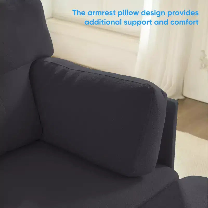 Canapé d'angle modulable et convertible, canapé 4 places rembourré en tissu confortable avec poufs amovibles