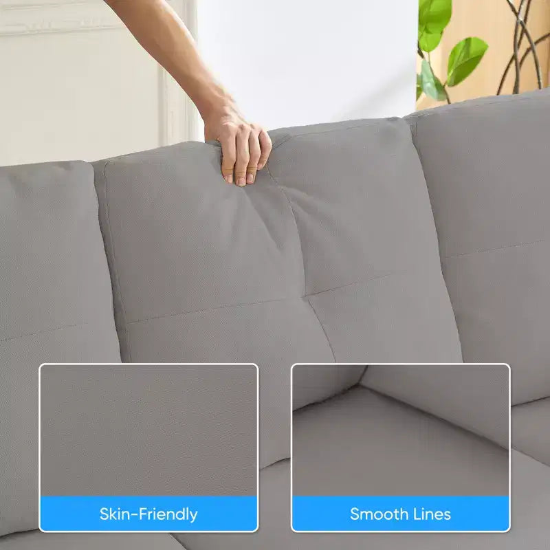 Canapé d'angle modulable et convertible, canapé 4 places rembourré en tissu confortable avec poufs amovibles