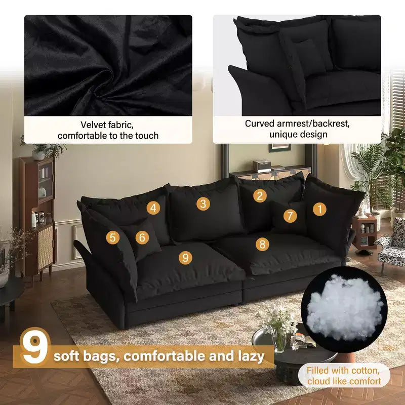 Canapé et méridienne Cloud avec plusieurs oreillers et un design luxueux pour un confort ultime