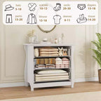 Commode à 3 tiroirs - Commode haute de style bohème avec pieds courbés, accents en rotin et rangement autoportant (76,2 L x 40,1 l x 74,4 H cm)