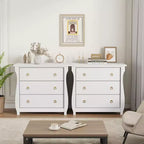 Commode à 3 tiroirs - Commode haute de style bohème avec pieds courbés, accents en rotin et rangement autoportant (76,2 L x 40,1 l x 74,4 H cm)