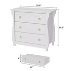 Commode à 3 tiroirs - Commode haute de style bohème avec pieds courbés, accents en rotin et rangement autoportant (76,2 L x 40,1 l x 74,4 H cm)