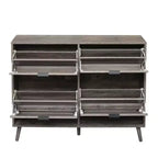 Meuble à chaussures avec 2 tiroirs basculants, Organisateur de chaussures sur pied, Meuble à chaussures étroit et dissimulé pour entrée, couloir, salon