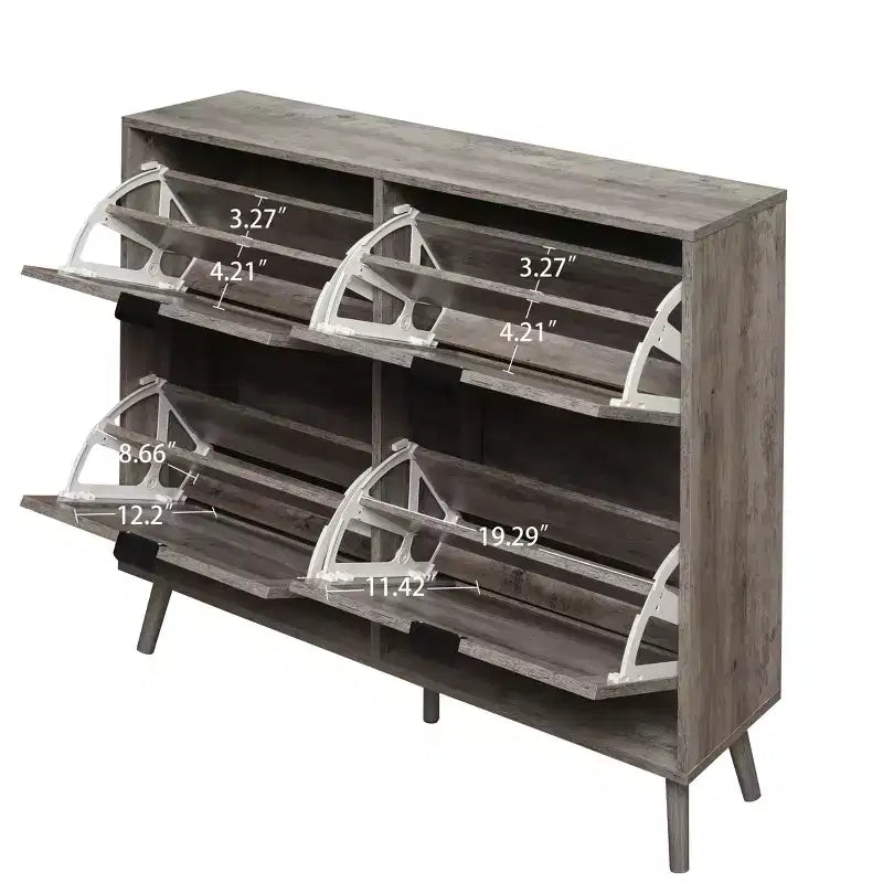Meuble à chaussures avec 2 tiroirs basculants, Organisateur de chaussures sur pied, Meuble à chaussures étroit et dissimulé pour entrée, couloir, salon