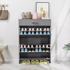 Meuble à chaussures avec 2 tiroirs basculants, Organisateur de chaussures sur pied, Meuble à chaussures étroit et dissimulé pour entrée, couloir, salon