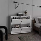 Meuble à chaussures avec 2 tiroirs basculants, Organisateur de chaussures sur pied, Meuble à chaussures étroit et dissimulé pour entrée, couloir, salon