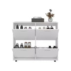 Meuble à chaussures avec 2 tiroirs basculants, Organisateur de chaussures sur pied, Meuble à chaussures étroit et dissimulé pour entrée, couloir, salon
