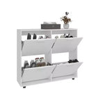 Meuble à chaussures avec 2 tiroirs basculants, Organisateur de chaussures sur pied, Meuble à chaussures étroit et dissimulé pour entrée, couloir, salon