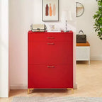 Meuble à chaussures avec 2 tiroirs basculants, Organisateur de chaussures sur pied, Meuble à chaussures étroit et dissimulé pour entrée, couloir, salon