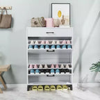 Meuble à chaussures avec 2 tiroirs basculants, Organisateur de chaussures sur pied, Meuble à chaussures étroit et dissimulé pour entrée, couloir, salon