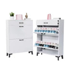 Meuble à chaussures avec 2 tiroirs basculants, Organisateur de chaussures sur pied, Meuble à chaussures étroit et dissimulé pour entrée, couloir, salon