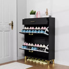 Meuble à chaussures avec 2 tiroirs basculants, Organisateur de chaussures sur pied, Meuble à chaussures étroit et dissimulé pour entrée, couloir, salon