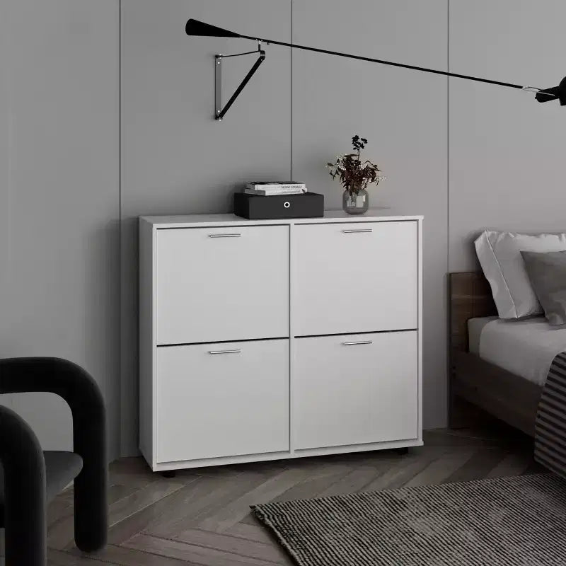 Meuble à chaussures avec 2 tiroirs basculants, Organisateur de chaussures sur pied, Meuble à chaussures étroit et dissimulé pour entrée, couloir, salon