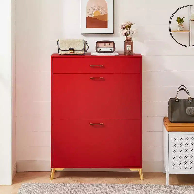 Meuble à chaussures avec 2 tiroirs basculants, Organisateur de chaussures sur pied, Meuble à chaussures étroit et dissimulé pour entrée, couloir, salon