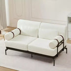 Canapé moderne avec accoudoirs cylindriques uniques pour salon, beige