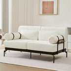 Canapé moderne avec accoudoirs cylindriques uniques pour salon, beige