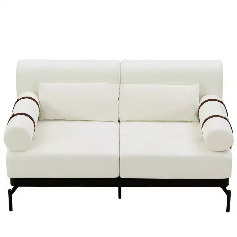 Canapé moderne avec accoudoirs cylindriques uniques pour salon, beige