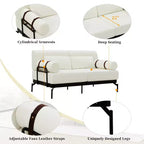Canapé moderne avec accoudoirs cylindriques uniques pour salon, beige